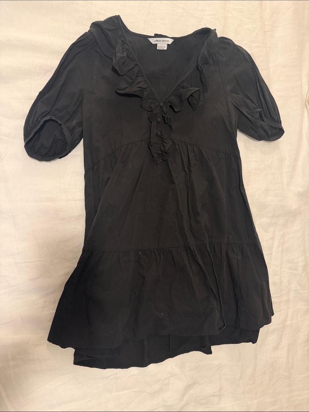ASOS Black Ruffle V-Neck Tiered Tunic